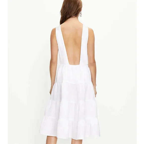 chinese dress ladies Linen Blend Tiered Mini Dress